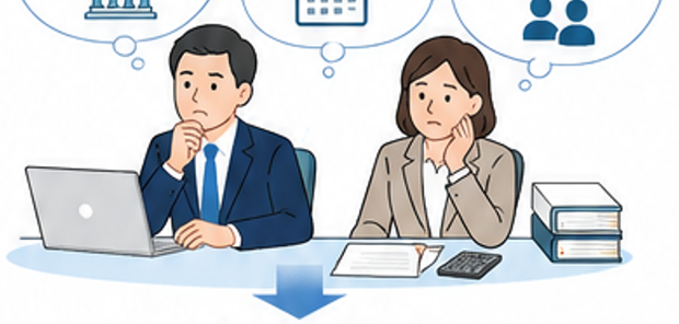 納付業務に悩む担当者二人のイラスト